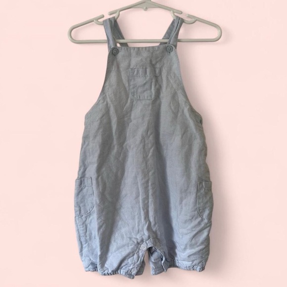 12-18 Months Janie & Jack Blue & White Gingham Plaid One Piece Romper Shorts - Picture 1 of 8